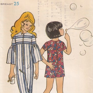 Vintage 1974 Butterick 6056 UNCUT Sewing Pattern Girls&#39; Jumpsuit Romper Size 6