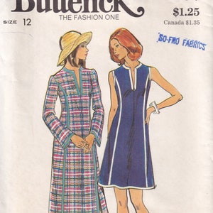Vintage 1977 Butterick 3677 UNCUT Sewing Pattern Misses&#39; Dress in Two Lengths Size 12 Bust 34
