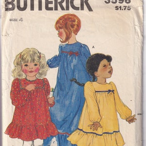 Vintage 1984 Butterick 3598 Sewing Pattern Child&#39;s, Girl&#39;s Dress Size 4