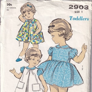 ヴィンテージ 1960 アドバンス 2903 裁縫パターン 子供用、女の子用ワンピースドレス サイズ 1