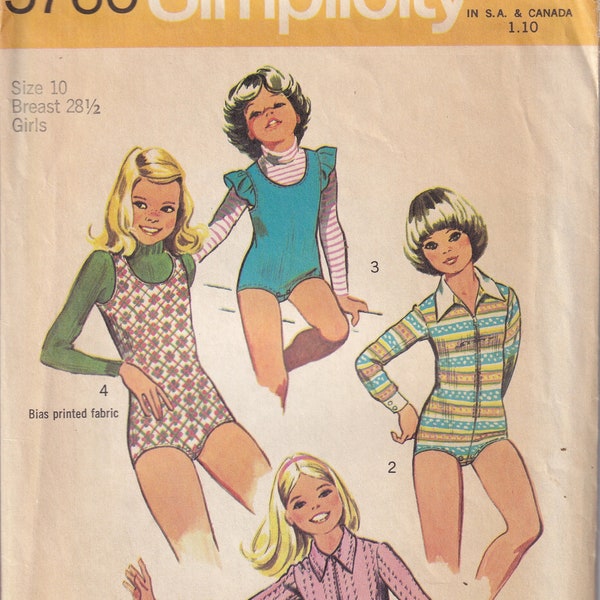 Vintage 1973 Simplicity 5760 Schnittmuster Mädchen Bodysuits Set Gr. 10