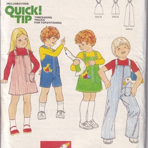 Vintage 1975 Butterick 5874 UNCUT Sewing Pattern Children&#39;s Jumper, Jumpsuit Overalls, Stuffed Toy Applique Transfer Size 4