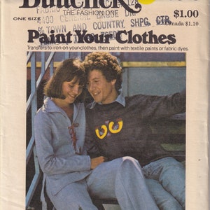 Vintage 1976 Butterick 3813 UNCUT Craft Sewing Pattern Hot Iron Transfers Embroidery Appliques Birds, Butterfly, Flowers