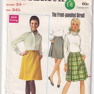 Vintage 1968 Butterick 4948 UNCUT Sewing Pattern Misses&#39; Skirt Waist 24 Hip 34-1/2
