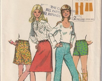 Vintage 1972 Simplicity 9926 UNCUT Sewing Pattern Misses' Easy Skirt and Pants in Two Lengths Size 12 Waist 26-1/2