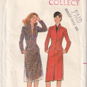 Vintage 1980 Butterick 6859 UNCUT Sewing Pattern Misses&#39; Jacket and Skirt Size 10 Bust 32-1/2