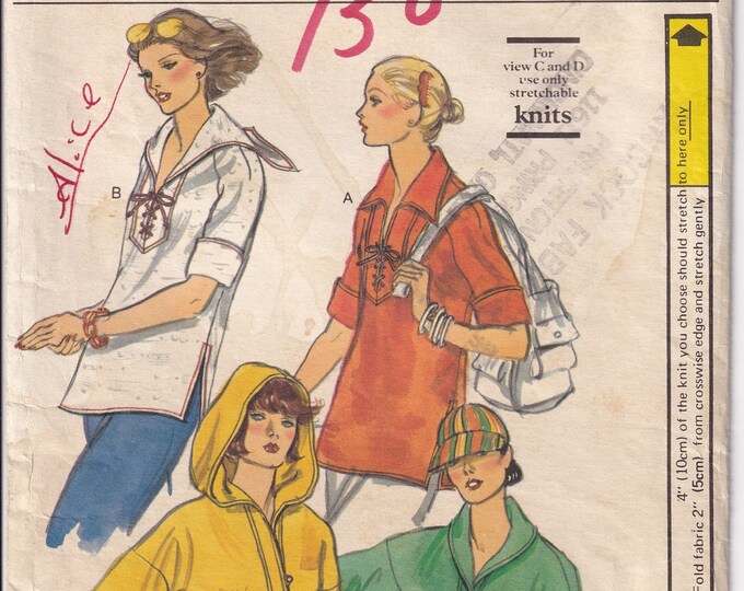 Vintage 1979 Vogue 9823 Sewing Pattern Misses' Boho Knit Tops Size 16 ...