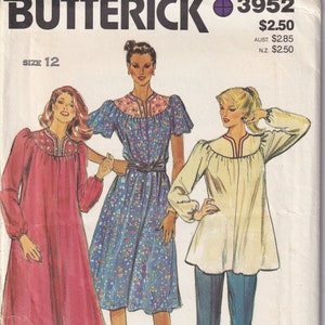 Vintage 1980 Butterick 3576 UNCUT Sewing Pattern Misses&#39; One Piece Dress or Tunic Size 12 Bust 34