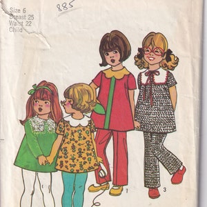 Vintage 1971 Simplicity 9583 Symönster Flickklänning och Byxor Storlek 6