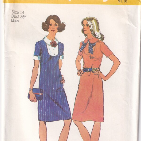 Vintage 1972 Simplicity 5406 UNCUT Sewing Pattern Misses' Dress Size 14 Bust 36