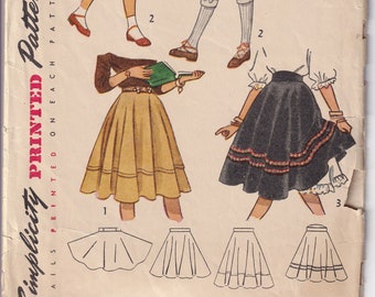 Vintage 1948 Simplicity 2532 Sewing Pattern Girl's Skirt Size 10