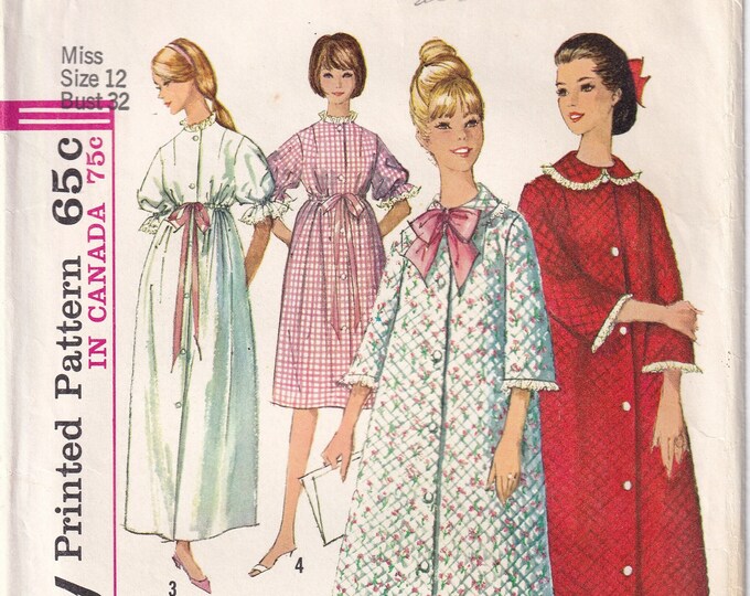 Vintage 1964 Simplicity 5726 Sewing Pattern Misses' Robe in Two Length ...