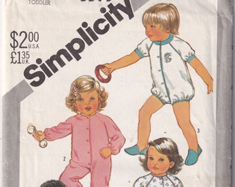 ヴィンテージ 1982 シンプリシティ 5593 裁縫パターン ユニセックス 幼児用パジャマ 2 種類の長さ サイズ 1
