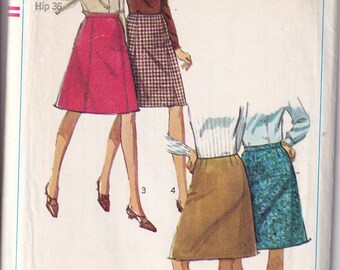 Vintage 1966 Simplicity 6695 Sewing Pattern Misses' Skirt Waist 26 Hip 36