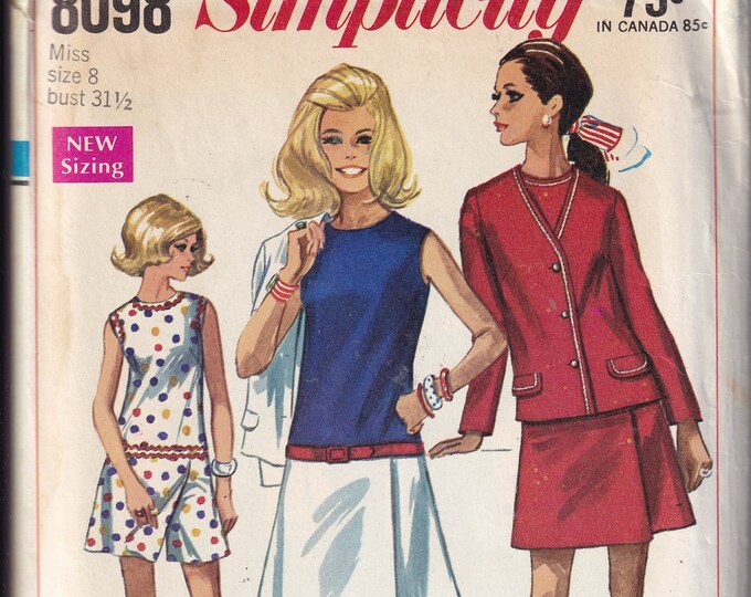 Vintage 1969 Simplicity 8098 Sewing Pattern Misses' Culotte-dress in ...