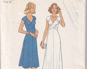 Vintage 1976 Simplicity 7805 UNCUT Sewing Pattern Misses&#39; Dress in Two Lengths Size 10 Bust 32-1/2