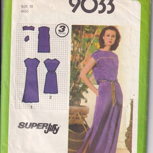 Vintage 1979 Simplicity 9033 Sewing Pattern Misses&#39; Pullover Dress in Two Lengths Size 10 Bust 32-1/2