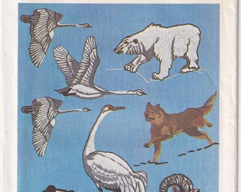 Vintage 1975 Simplicity 7116 UNCUT Embroidery Transfers Pattern Designs - Endagered Species Embroidery