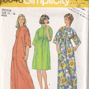 Vintage 1973 Simplicity 6048 Sewing Pattern Women&#39;s Kaftan Robe in Two Lengths Size 12-14 (Medium) Bust 34 - 36