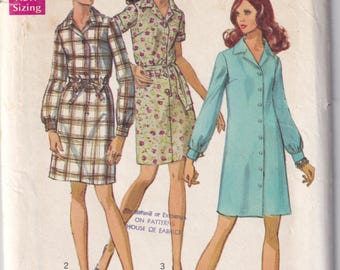 Vintage 1969 Simplicity 8294 UNCUT Sewing Pattern Misses' Shirt Dress Size 6mp (Miss Petite) Bust 30-1/2