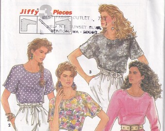 Classic 1991 Simplicity 7632 UNCUT Sewing Pattern Misses' Pullover Top Size 10,12,14,16 Bust 32-1/2,34,36,38