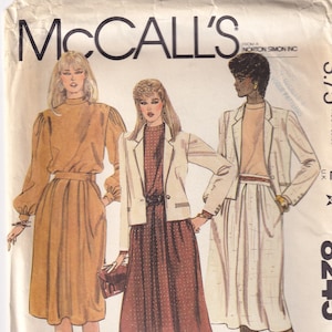 Vintage 1982 McCall&#39;s 8245 UNCUT Jones New York Sewing Pattern Misses&#39; Jacket, Blouse and Skirt or Two-Piece Dress Size 12 Bust 34