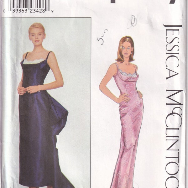 Vintage 1999 Simplicity 8918 Sewing Pattern Jessica McClintock Bridal Gown Bridesmaids Dress Size 4,6,8,10 Bust 29-1/2,30-1/2,31-1/2,32-1/2