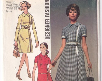 Vintage 1970 Simplicity 9011 UNCUT Sewing Pattern Misses' Dress or Tunic and Pants Size 10 Bust 32-1/2