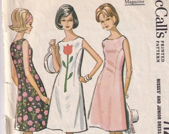 Vintage 1963 McCall's 7129 Sewing Pattern Misses' Dress Size 13-14 Bust 33-34