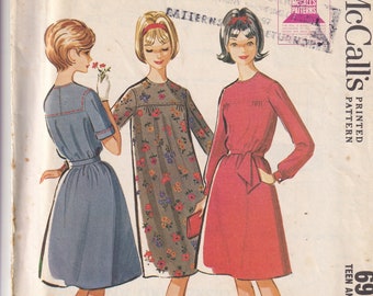 Vintage 1963 McCall's 6913 Sewing Pattern Teen's and Junior's Dress Size 12T Bust 32