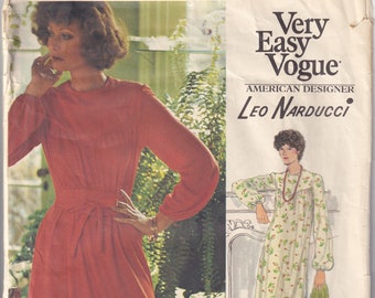 Vintage 1975 Vogue 1201 American Designer Leo Narducci UNCUT Sewing Pattern Misses' Dress Size 14 Bust 36