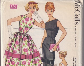 Vintage 1959 McCall's 4959 Sewing Pattern Misses' Dress with Slim or Full Skirt Size 14 Bust 34