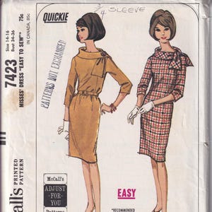 Vintage 1964 McCall's 7423 Sewing Pattern Misses' Shift Dress Size 14-16 Bust 34-36