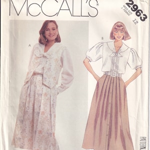 Vintage 1987 McCall&#39;s 2963 UNCUT Sewing Pattern Misses&#39; Lined Vest, Blouse and Skirt Size 12 Bust 34