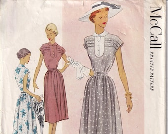 Vintage 1951 McCall 8469 Sewing Pattern Misses' One Piece Dress Size 12 Bust 30