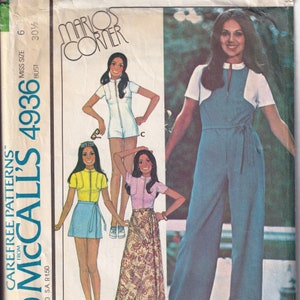 Jahrgang 1976 McCall&#39;s 4936 Schnittmuster Misses &#39;Jumpsuit, Strampler und Wickelrock Größe 6 Büste 30-1 / 2
