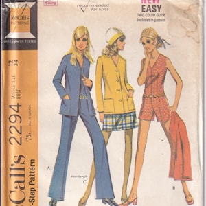 Vintage 1970 McCall es 2294 UNCUT Schnittmuster Misses&#39; Romper, Jacke und Hose Gr. 12 Büste 34