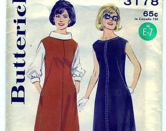 Vintage 1963 Butterick 3178 Sewing Pattern Misses Jumper or Dress and Blouse Size 12 Bust 32