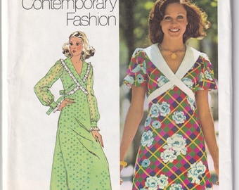 Vintage 1972 Simplicity 5430 UNCUT Sewing Pattern Misses' Dress in Two Lengths Size 8 Bust 31-1/2