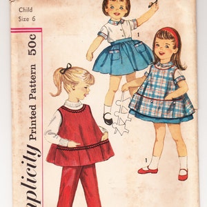 ヴィンテージ 1963 シンプリシティ 3697 裁縫パターン 女の子用ブラウス、スカート、パンツ、トップス サイズ 6