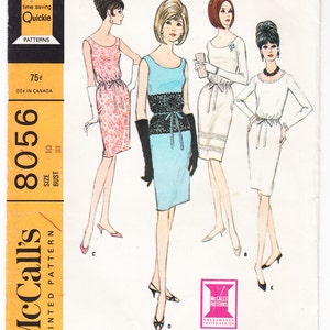 Vestido 8056 costura patr&oacute;n se&ntilde;oritas de Vintage 1965 McCall en seis versiones tama&ntilde;o 10 busto 31