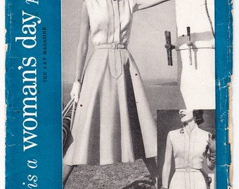 Vintage 1950s Woman's Day 5071 Mail Order Sewing Pattern Misses' Two in One Dress Size 10 Bust 28