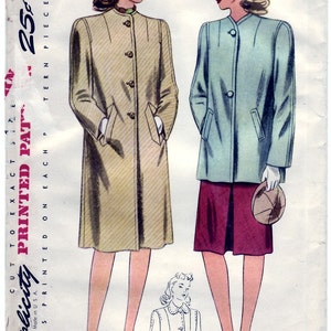 May include: A vintage Simplicity sewing pattern for a coat, featuring two women wearing different styles of coats. The pattern number is 4606, the size is 14, and the bust measurement is 32 inches. The pattern is printed on a white background with black text.