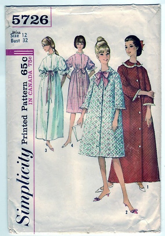 Pattern Misses Robe Simplicity 1964 Sewing & Needlecraft Patterns ...