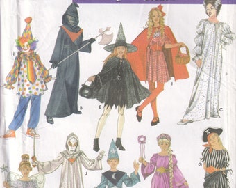 2002 Simplicity 4860 UNCUT Sewing Pattern Boys' and Girls' Fairy, Princess, Pirates, Clown, Wizard, Witch Costumes Size S, M, L