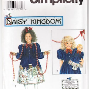 1997 Simplicity 1787 UNCUT Sewing Pattern Girls&#39; Dress and Doll Dress for 17&quot; Doll Size 5,6,7,8