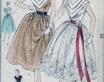 Vintage 1951 Vogue 3404 Sewing Pattern Misses Evening Gown One Piece Dress Size 11 Bust 30-1/2