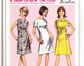 Vintage 1966 Simplicity 6392 UNCUT Sewing Pattern Teen's Girl's One-Piece Dress Size 10T Bust 30