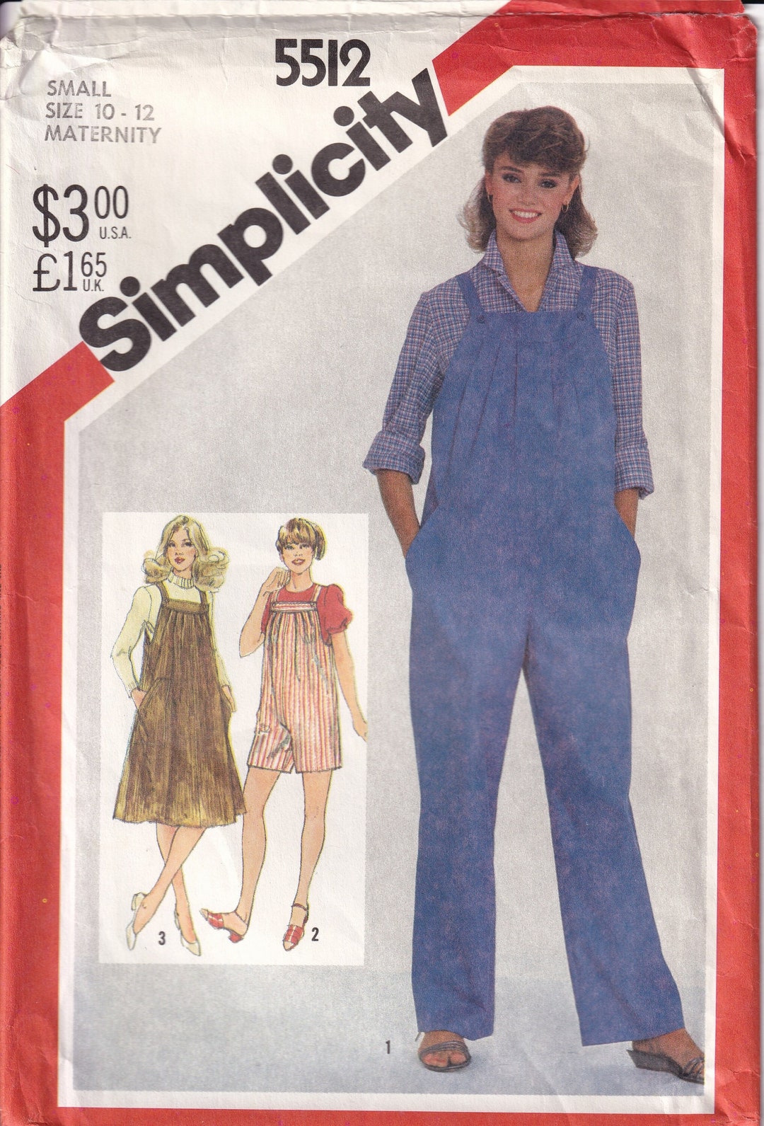 Vintage 1982 Simplicity 5512 Sewing Pattern Maternity Jumpsuit, Romper ...