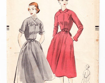 Vintage 1951 Vogue 7481 Sewing Pattern Misses' One Piece Dress Size 14 Bust 32